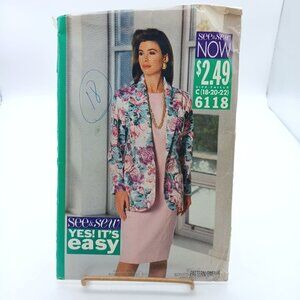 Vintage Butterick See & Sew Sewing Pattern 6118 Misses Jacket & Dress